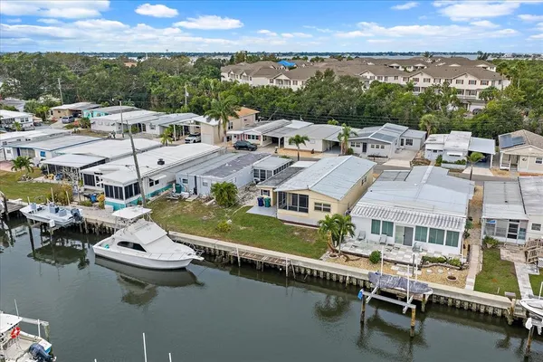 a view of a city with a lake