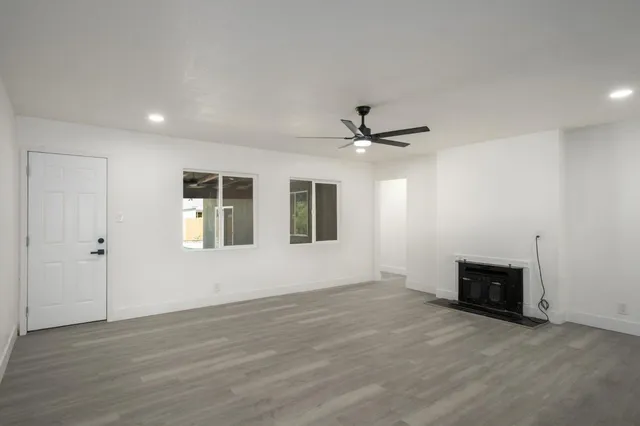 a view of a livingroom with a window