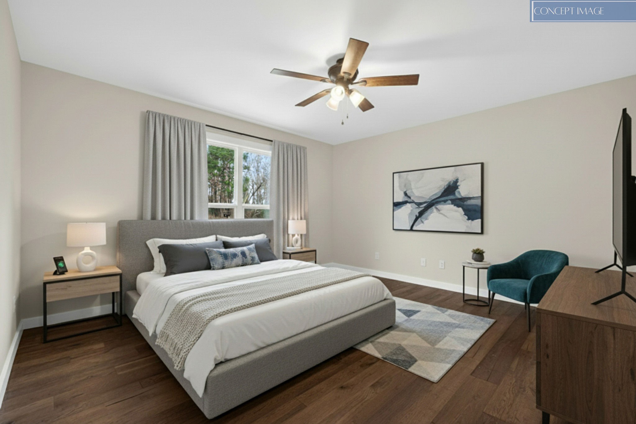 4140 Eller Ridge Road Cookeville, TN 38506 - Photo 19 of 33 a bedroom with a bed and a chandelier