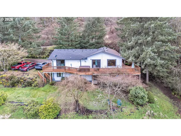 a balcony with a view of a house