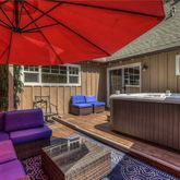 a backyard of a house with seating space
