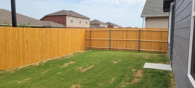 a view of a backyard with a garden and plants