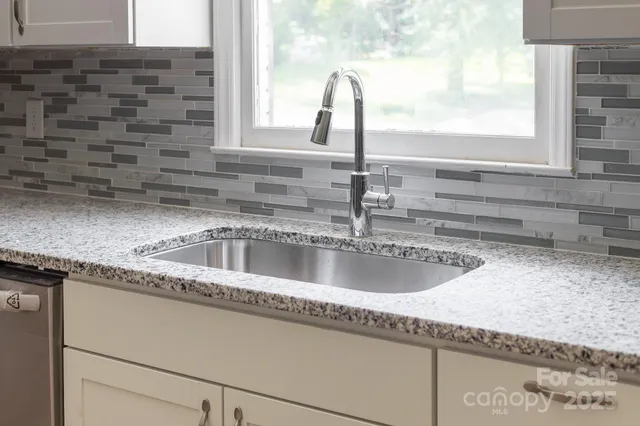 a close view of a sink and a window