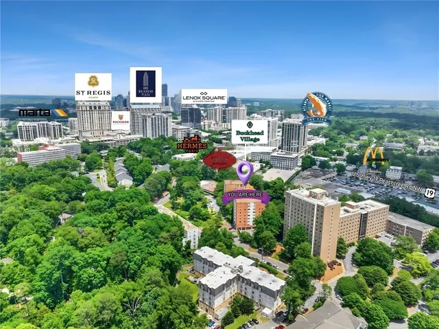 a view of a city that has tall buildings