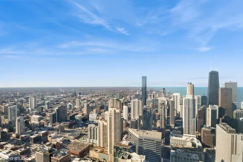 a view of a city with tall buildings