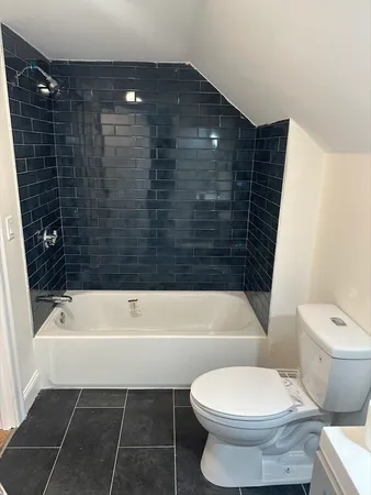a bathroom with a toilet and a bathtub