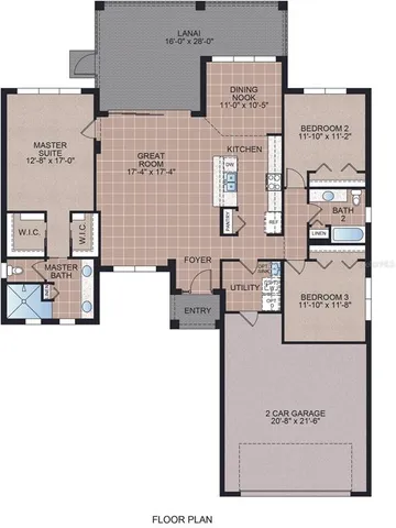 a living room with furniture a ceiling fan and a large window