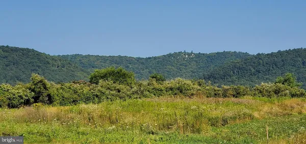 a view of a lake and green valley