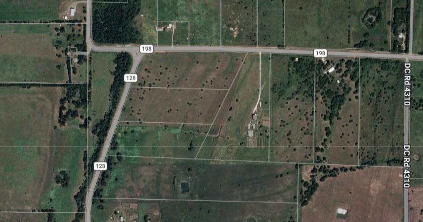 128 & Fm 198 Cooper, TX 75432 - Photo 1 of 3 Aerial Survey. Illustrating property boundaries and road networks