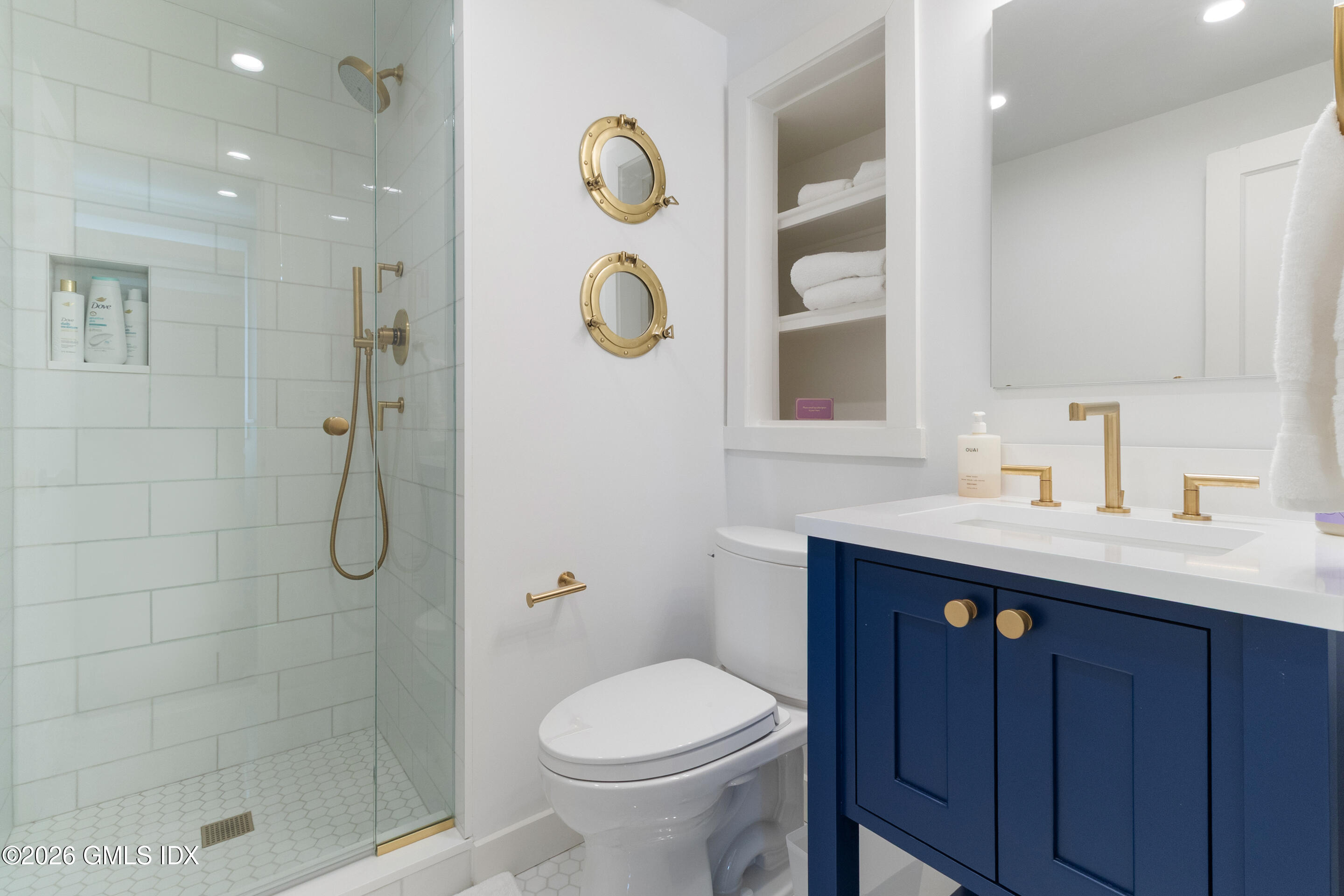 29 Weston Hill Road Riverside, CT 06878 - Photo 18 of 23 a bathroom with a granite countertop sink toilet and shower