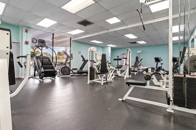 a view of a room with gym equipment
