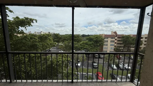 a view of a city from a balcony