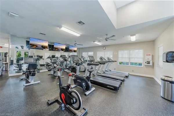 a view of a room with gym equipment