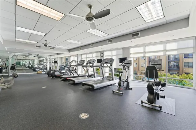 a view of a room with gym equipment