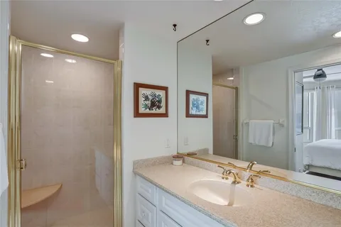 a view of a lake with a city