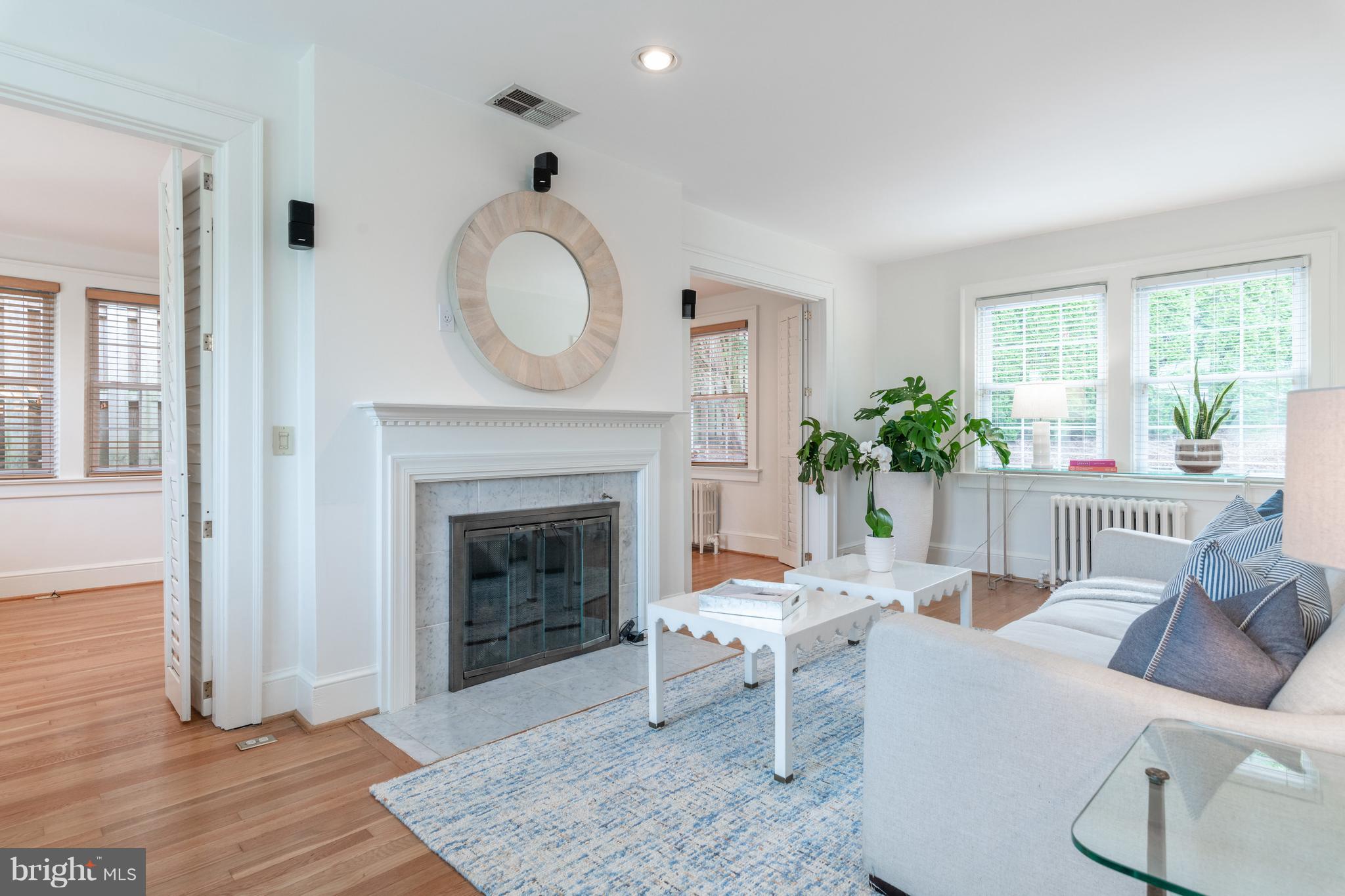 6036 Fort Hunt Road Alexandria, VA 22307 - Photo 9 of 52 Living Room with Masonry Fireplace and Gas Logs