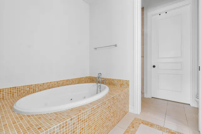 a bathroom with a bathtub