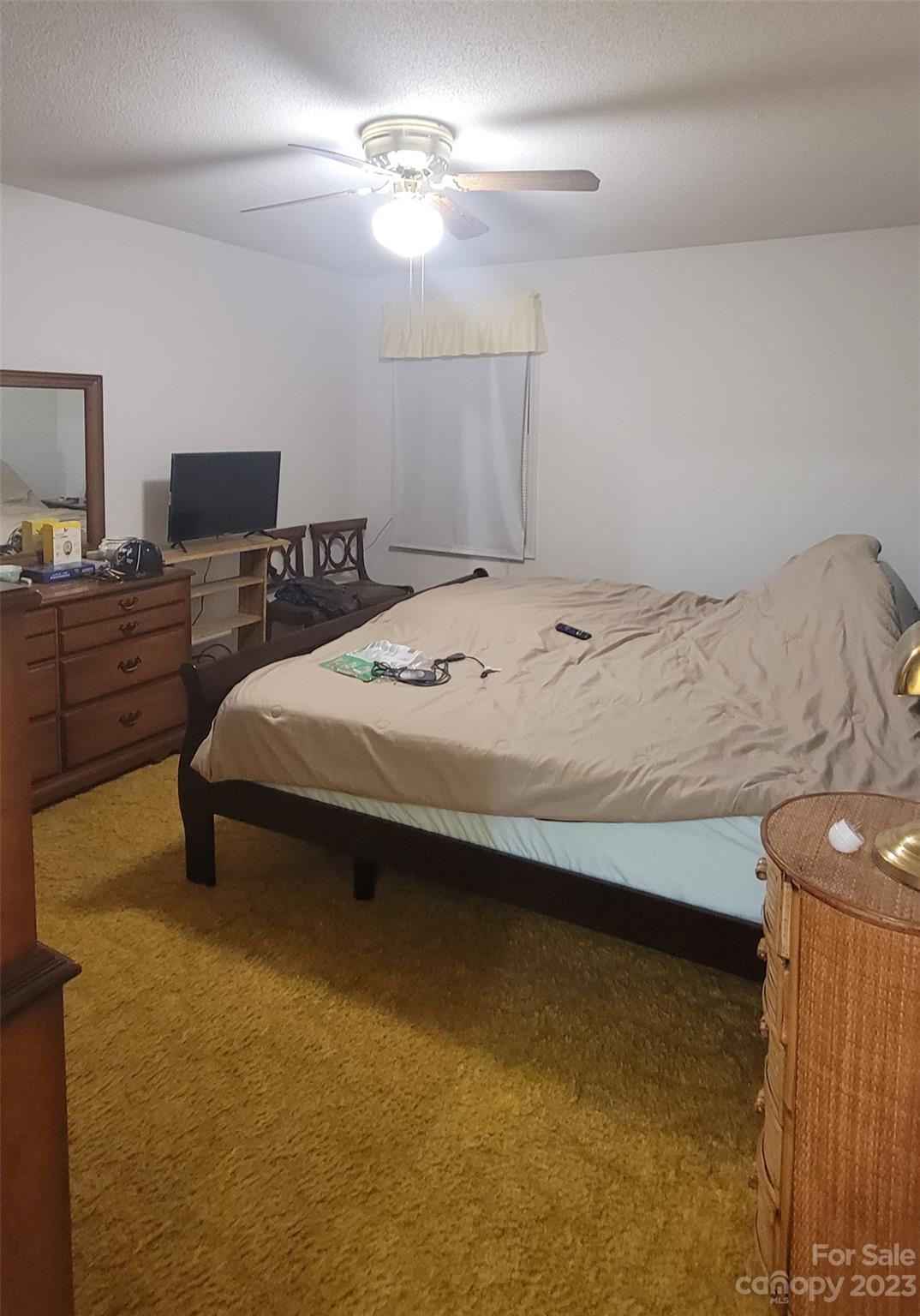 1366 Ridge Avenue Mount Pleasant, NC 28124 - Photo 17 of 28 a bedroom with a bed and a chandelier