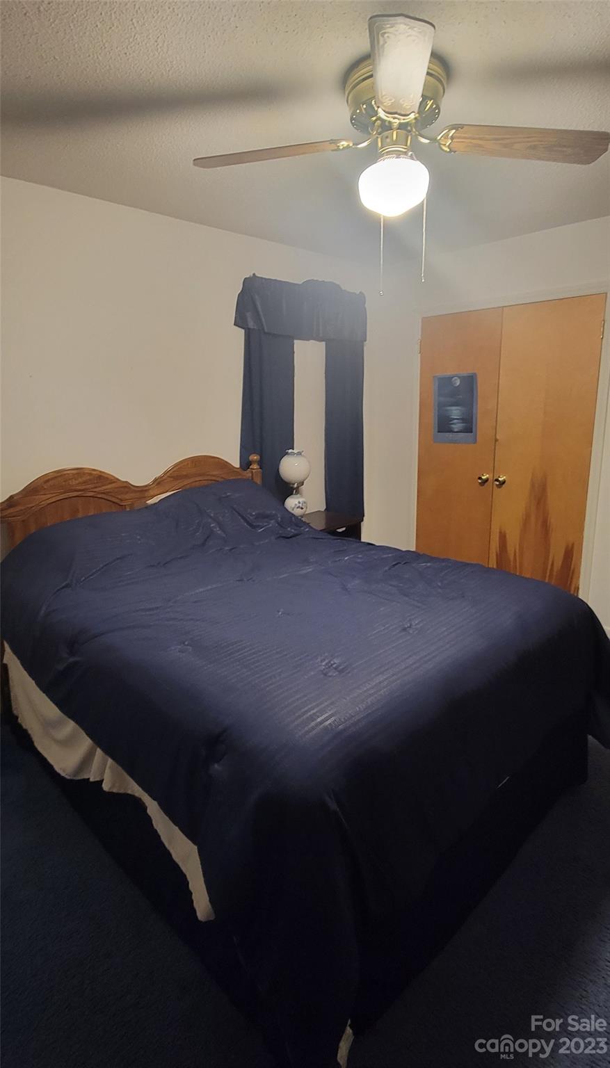 1366 Ridge Avenue Mount Pleasant, NC 28124 - Photo 22 of 28 a bedroom with a bed and a chandelier fan