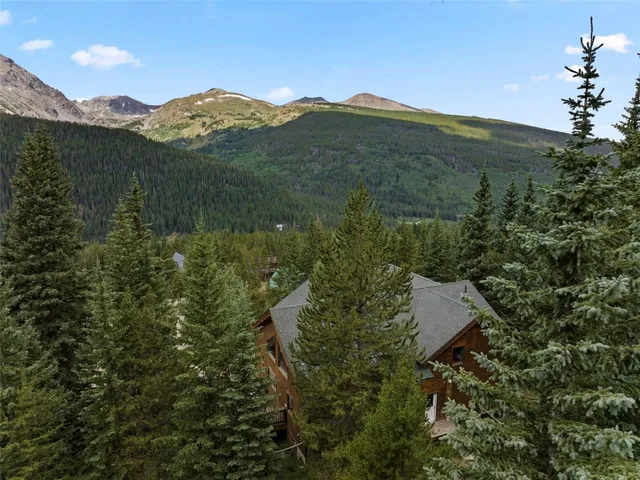 a view of a house with a mountain