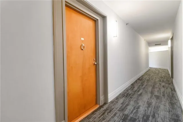 a view of a bathroom with a door