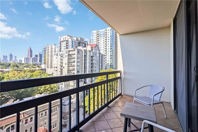 a view of a city from a balcony