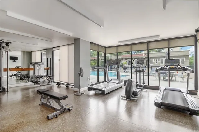 a view of a room with gym equipment