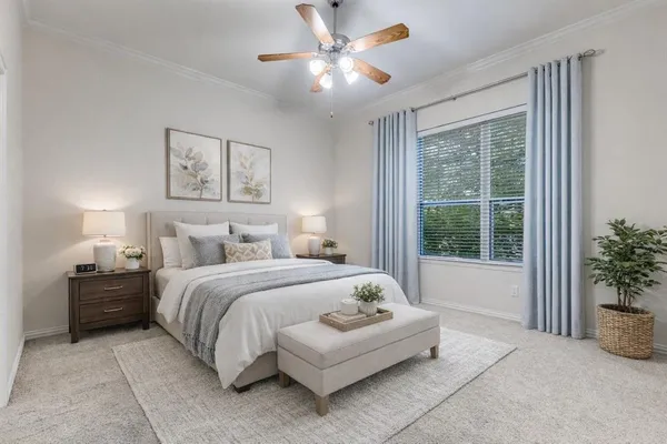 a view of a room that has a window in it