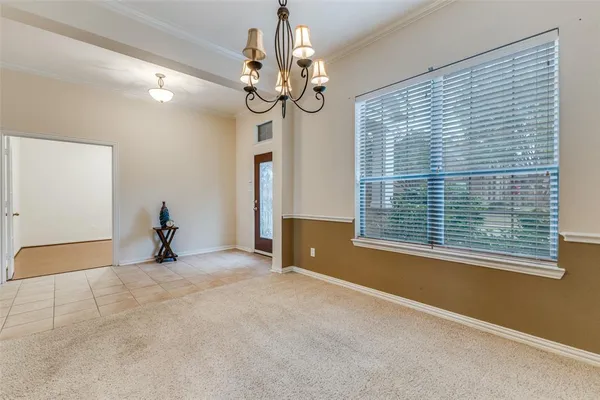 a view of a livingroom with a chandelier