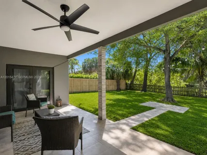 a living room with yard and a garden