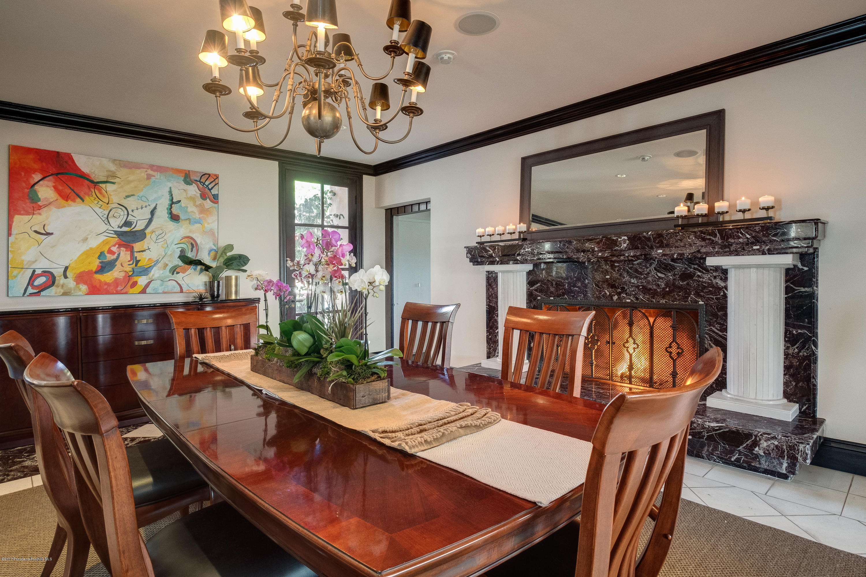 320 Patrician Way Pasadena, CA 91105 - Photo 7 of 69 a view of a dining room with furniture a chandelier and wooden floor
