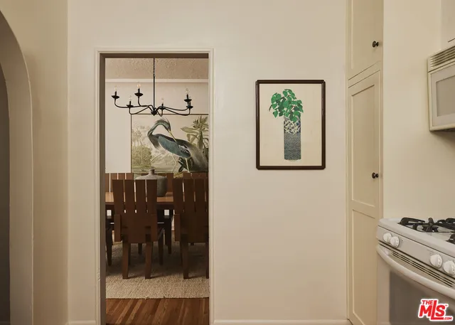 a view of a hallway with workspace