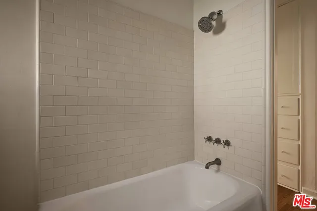 a bathroom with a bathtub