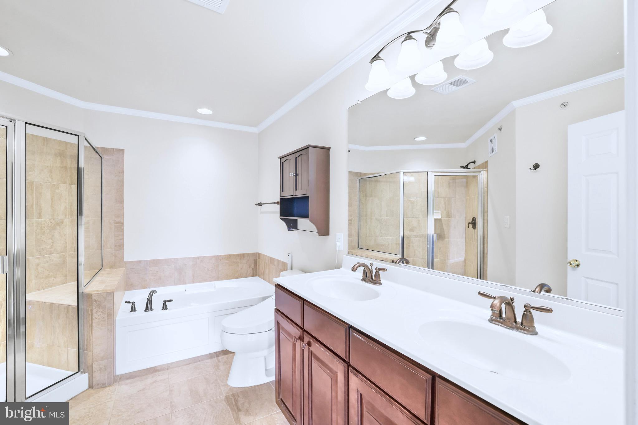 6055 Wicker Lane, Unit 128 Centreville, VA 20121 - Photo 20 of 36 a bathroom with a double vanity sink mirror and toilet
