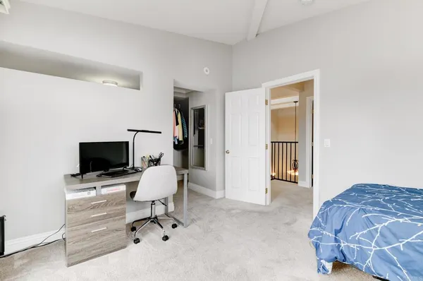 a view of workspace with hardwood floor