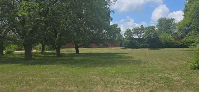 a view of outdoor space with green field and trees