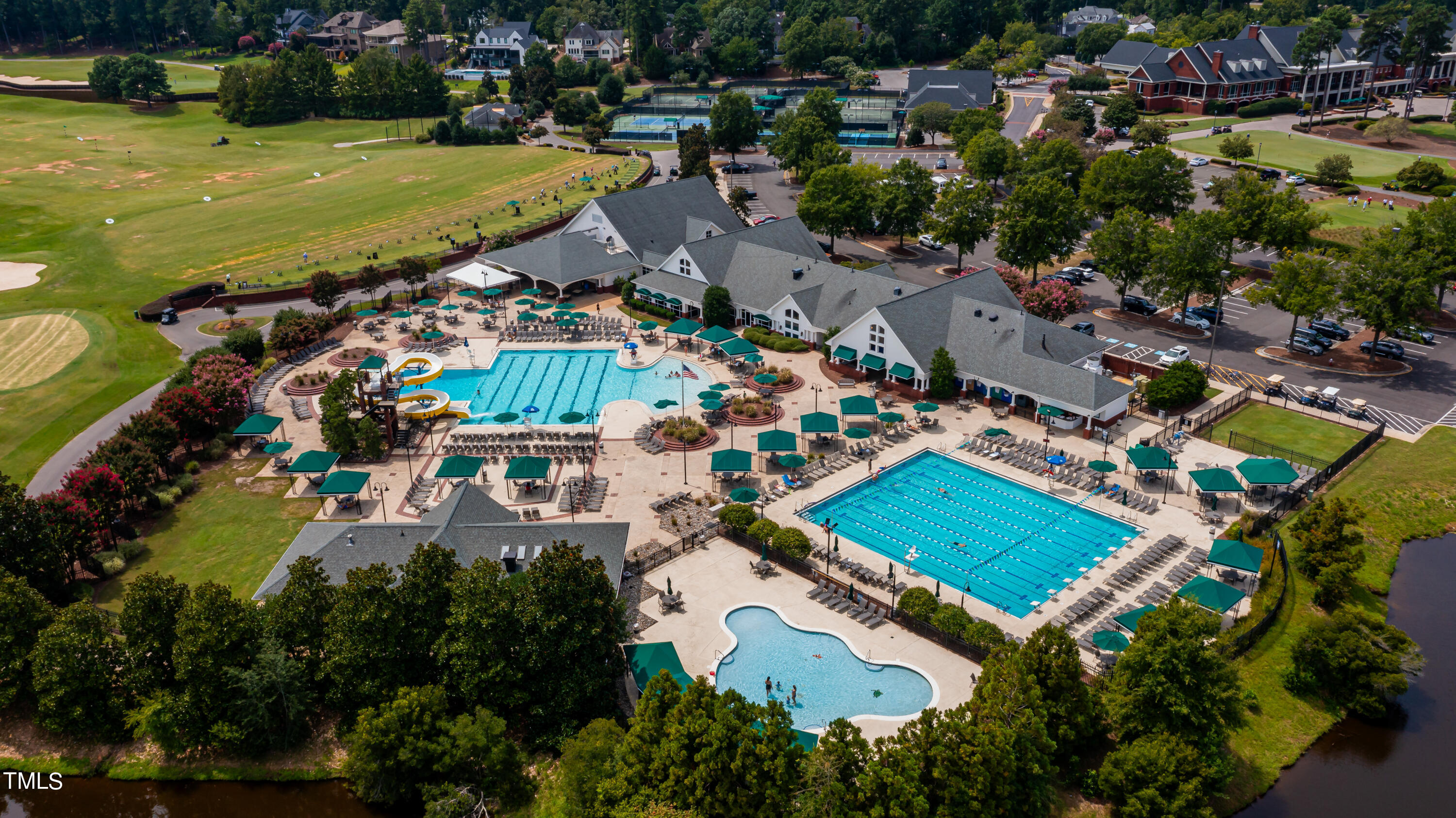 103 Declair Court Cary, NC 27513 - Photo 45 of 47 an aerial view of a houses with a swimming pool yard and outdoor seating
