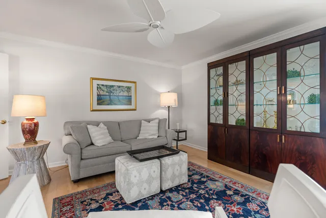 an aerial view of a house with a yard and garden