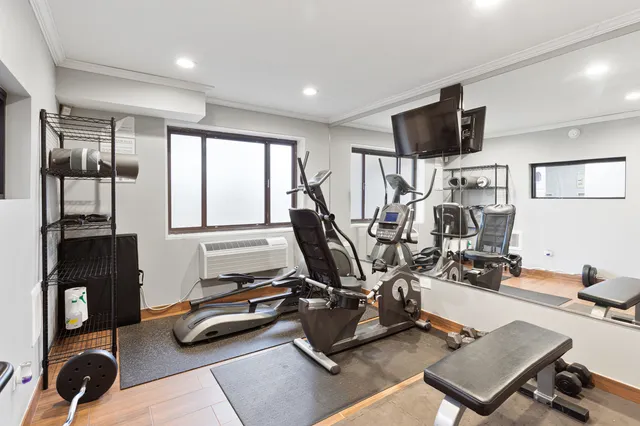 a view of a room with gym equipment