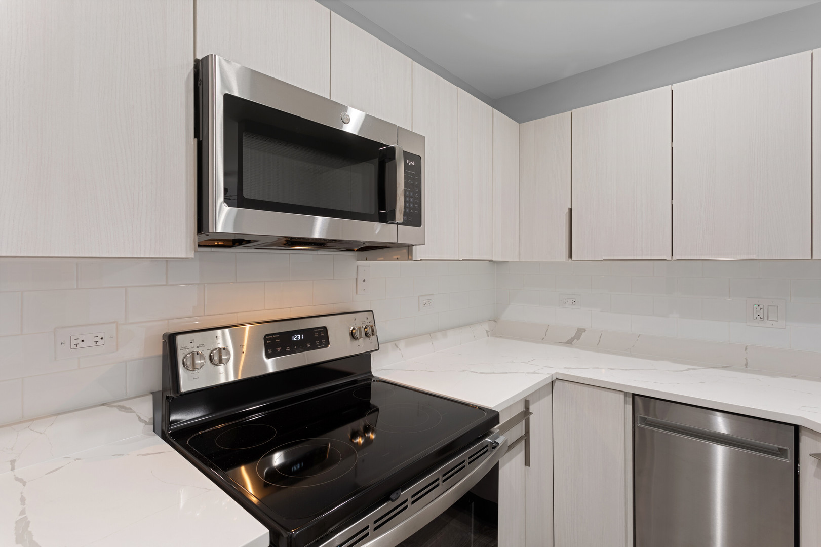 6826 North Ridge Boulevard, Unit 202 Chicago, IL 60645 - Photo 6 of 15 a kitchen with a stove and a microwave