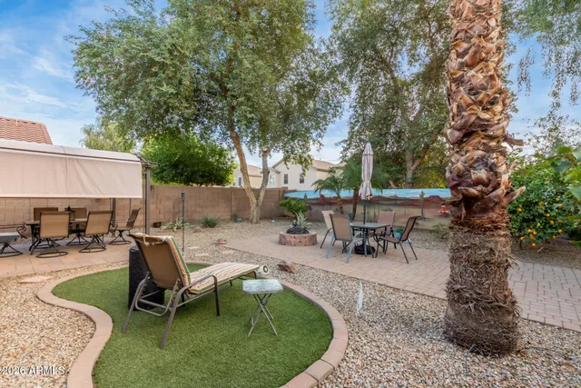 an outdoor view with patio