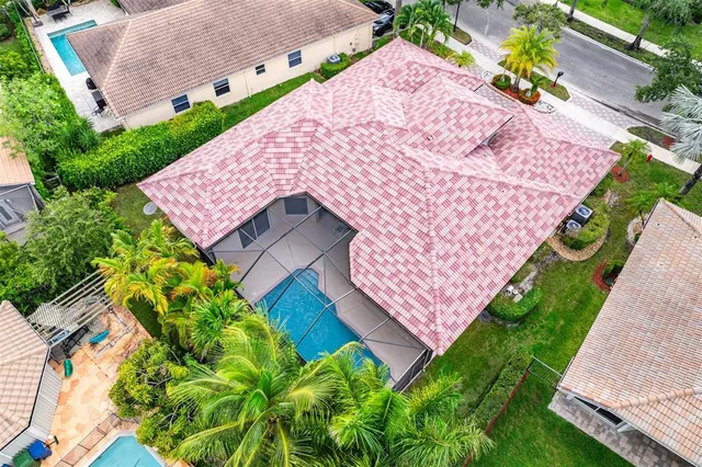 an aerial view of a house