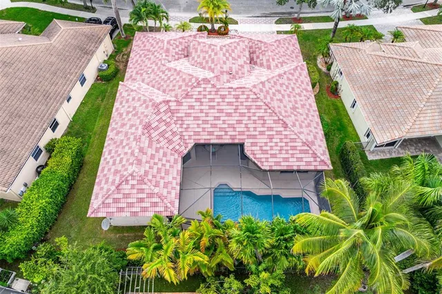 a aerial view of a yard