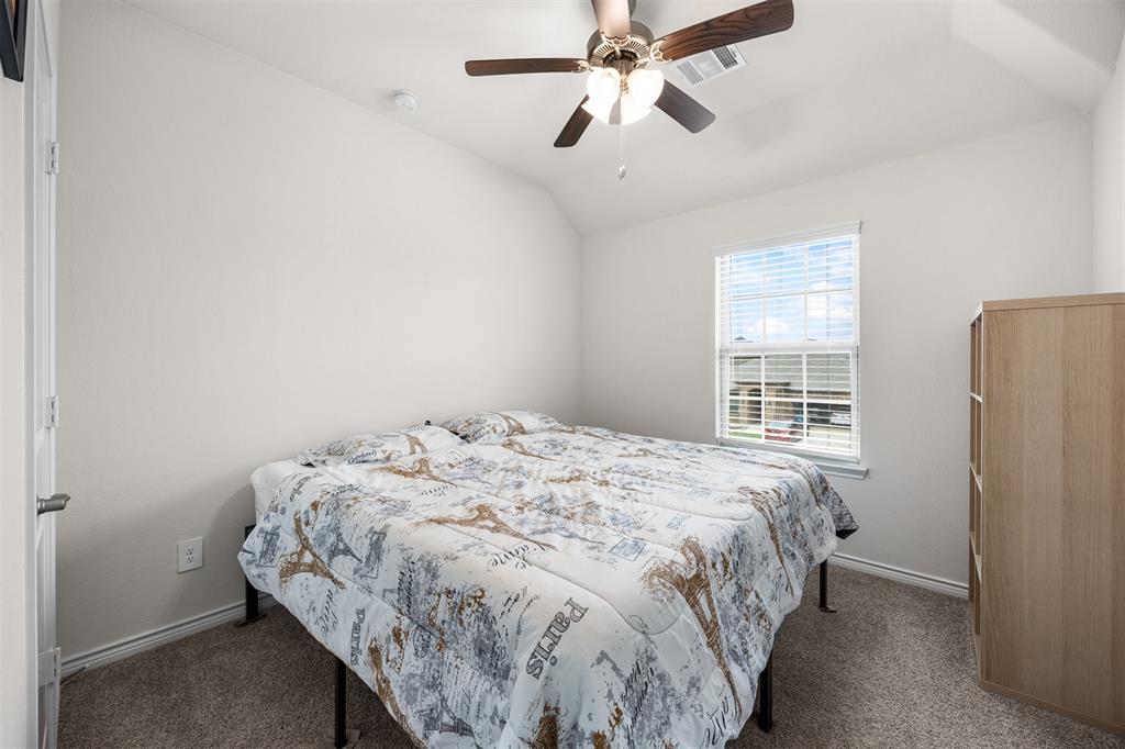 3808 High Country Road Aubrey, TX 76227 - Photo 25 of 36 Carpeted room with a ceiling fan, recessed lighting, and a window featuring blinds