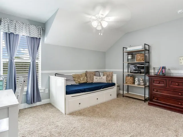 a view of a room with a window