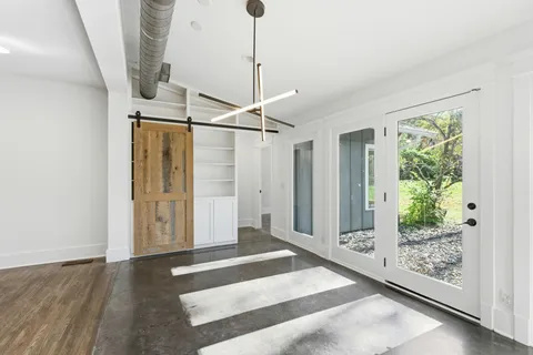 a bathroom with a sink and mirror