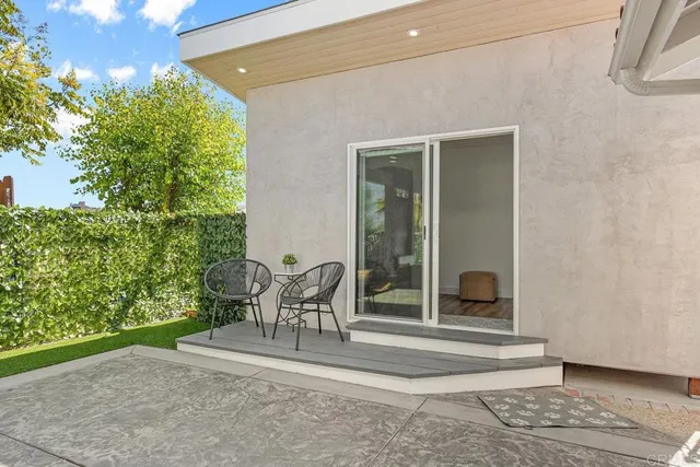 a outdoor view with a sitting space