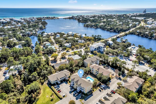 a view of a city with ocean view in back