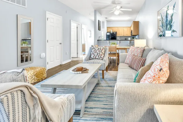 a living room with furniture