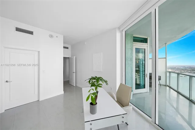 a view of a balcony with city view